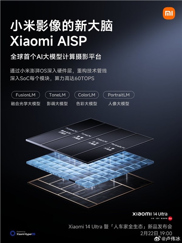 卢伟冰宣布小米影像大脑升级为Xiaomi AISP：前所未见